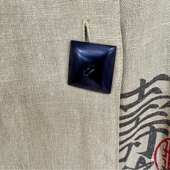 Vintage 90s L Painted Pony Green Linen Untructured Blazer L Relaxed Button Up - Picture 8 of 10